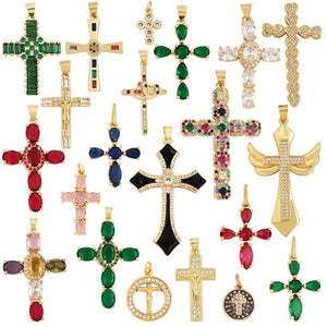 Cross CZ Charm Pendant, Religious Style Necklace Bracelet Supply