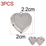 3pcs Vintage Heart Box Reliquary Pendant Locket DIY Necklace Charm