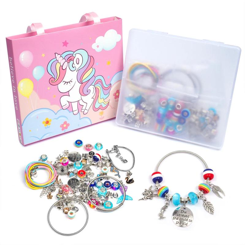 68Pcs Bead Bracelet Making Kit Unicorn Charm Jewelry Supplies DIY Craft Accessor