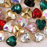 5pcs Stainless Steel Heart Glass Pendants Green Charms Beads 13x15mm