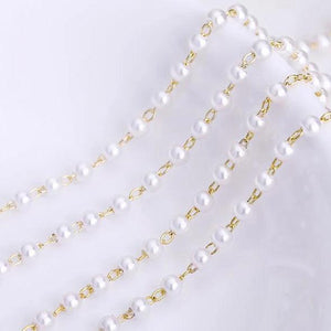 50CM Brass Chain with Pearls Beads Necklace DIY Jewelry