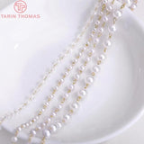 50CM Brass Chain with Pearls Beads Necklace DIY Jewelry