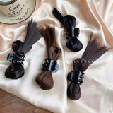 Women Half-tie Hair Claw Feather Shuttlecock Head Crab Clip
