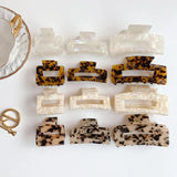 Large Leopard Hair Claw Clip Geometric Square Crab Hair Accessories