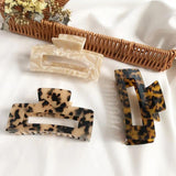 Large Leopard Hair Claw Clip Geometric Square Crab Hair Accessories