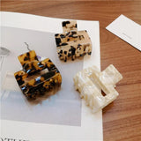 Large Leopard Hair Claw Clip Geometric Square Crab Hair Accessories