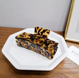 Large Leopard Hair Claw Clip Geometric Square Crab Hair Accessories