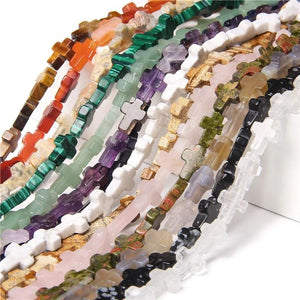10pcs 12*16mm Agate Quartz Cross Beads Loose Spacer Gem Stone Beads
