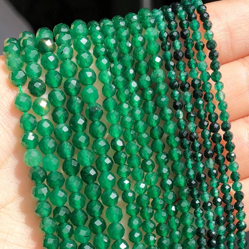 Faceted Green Jades Waist Beads 2-4mm Gemstone Beads 15''