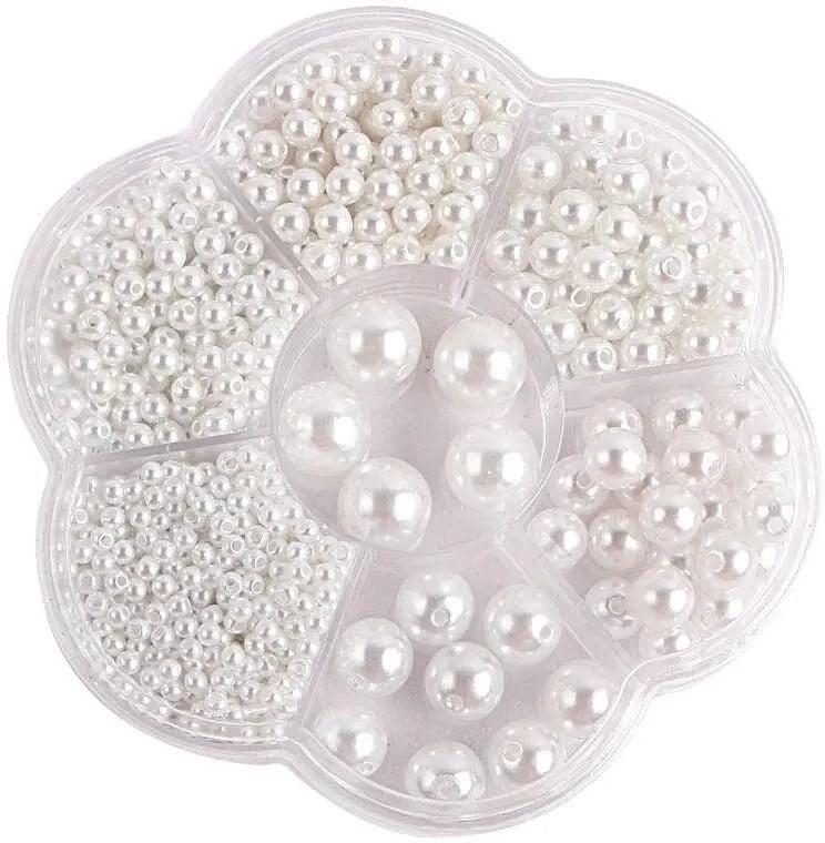 1150pcs Mixed Round Hole Faux Pearl Beads - DIY Jewelry Making Crafts