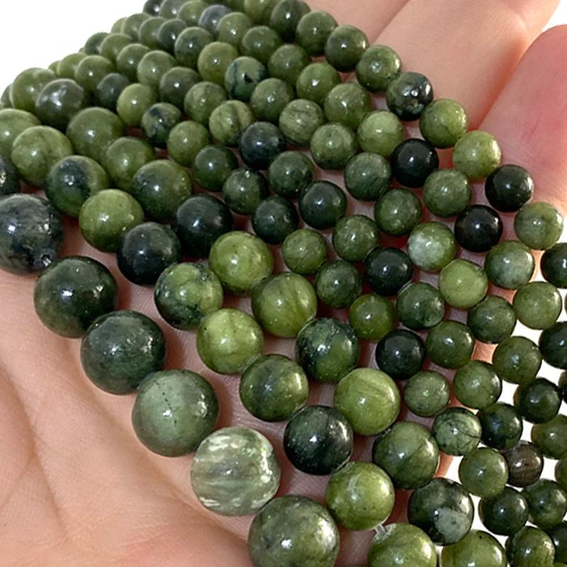 Natural Green Southern Jade Stone Beads for Jewelry Making 4-12MM