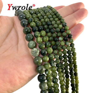 Natural Green Southern Jade Stone Beads for Jewelry Making 4-12MM