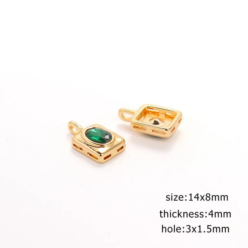 2PCS Mini Square Zircon Charms Pendant DIY Jewelry Making