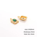 2PCS Mini Square Zircon Charms Pendant DIY Jewelry Making