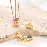 2PCS Mini Square Zircon Charms Pendant DIY Jewelry Making