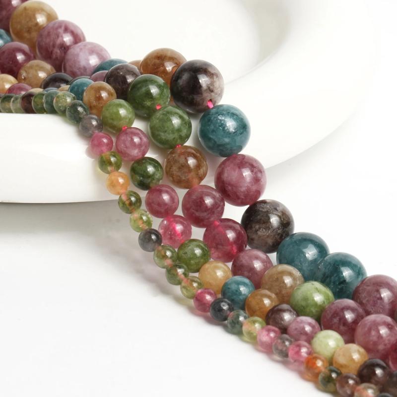 Colorful Tourmaline Beads 4/6/8/10mm Round Spacer Beads