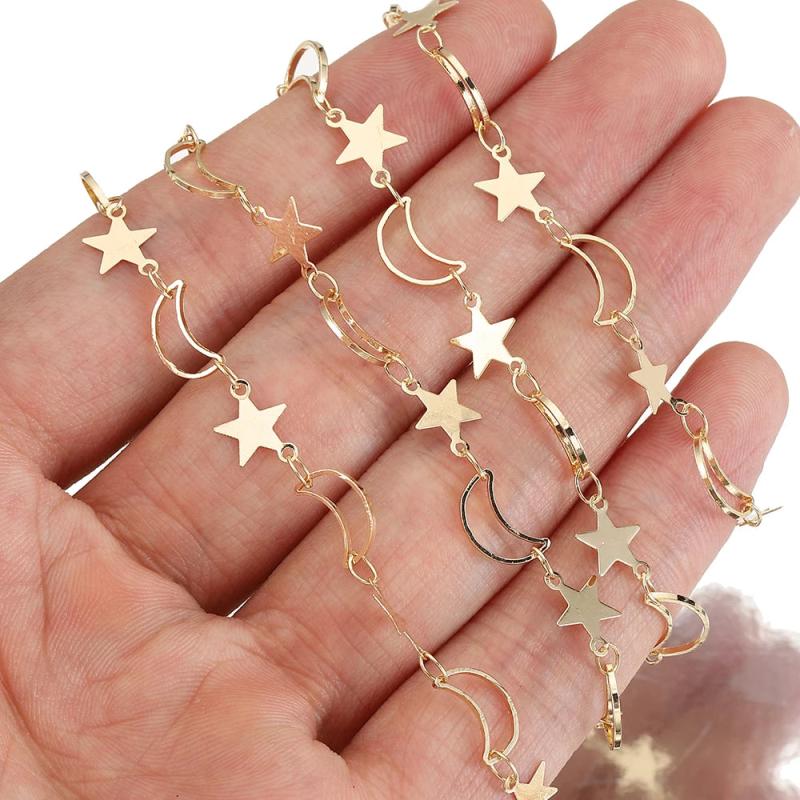 1M 2M Hollow Out Moon Star Charms Copper Chain for Jewelry Making