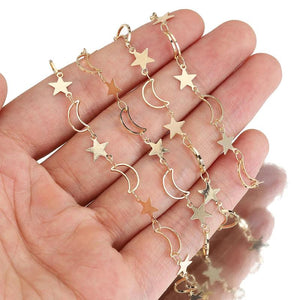 1M 2M Hollow Out Moon Star Charms Copper Chain for Jewelry Making