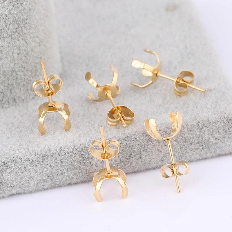 20pcs Stainless Steel 8mm Pearl Earring Setting DIY Post Earring F