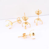 20pcs Stainless Steel 8mm Pearl Earring Setting DIY Post Earring F