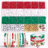 Christmas Clay Beads Bracelet Kit with Letter Charms for DIY Jewelry Making