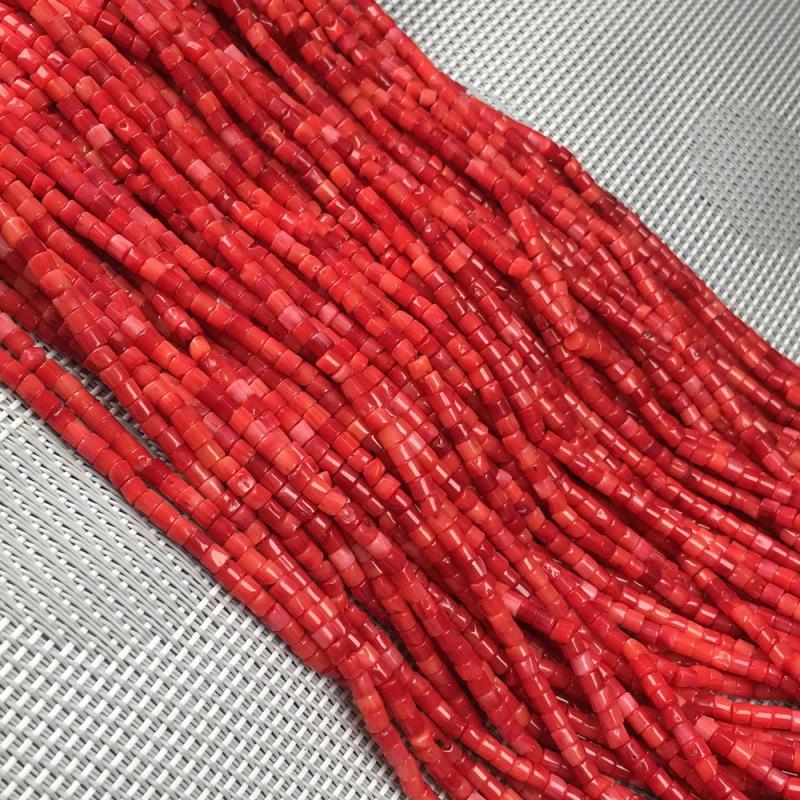 Natural Stone Coral Beads 3x3mm Loose Beads for Jewelry Making