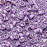 Purple Flower Star Moon Heart Beads Round Spacer Acrylic Beads