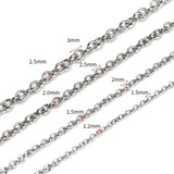 Stainless Steel Cable Chain 1.2-2.5 mm O Link Necklace Chain