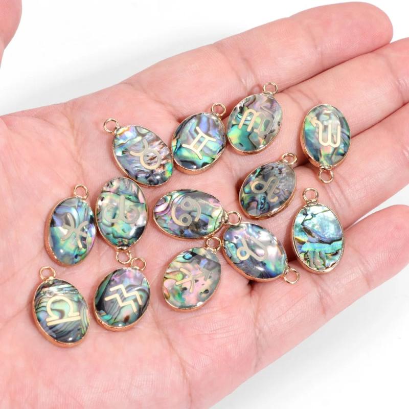 Abalone Shell Drop Pendants 12 Constellation Charms