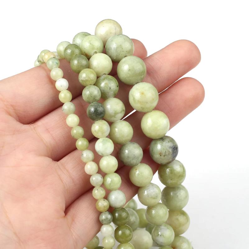 Natural Jade Stone Beads Round Shape Gemstone Loose Beads for DIY Jewelry Making