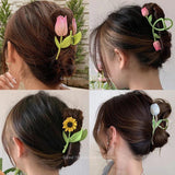 Women Flowers Geometric Metal Hair Claw Vintage Hair Clips Headband Hairpin