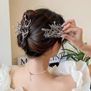 Y2k Geometric Claw Clips Silver Hair Accessories