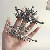 Y2k Geometric Claw Clips Silver Hair Accessories