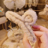 Korea Plush Crystal Hair Clips for Women Square Geometry Diamond Hair Claw Girls