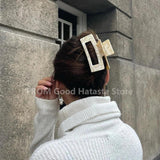 Large Geometric Hollow Square Tortoiseshell Leopard Hair Claw