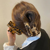 Large Geometric Hollow Square Tortoiseshell Leopard Hair Claw