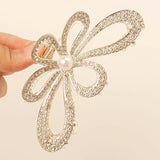 Vintage Hair Claws Pearls Rhinestone Geometric Hair Clips