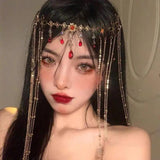 Retro Water Drop Rhinestone Hairpin Tassel Headband