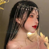 Retro Water Drop Rhinestone Hairpin Tassel Headband