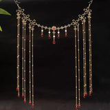 Retro Water Drop Rhinestone Hairpin Tassel Headband