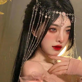 Retro Water Drop Rhinestone Hairpin Tassel Headband
