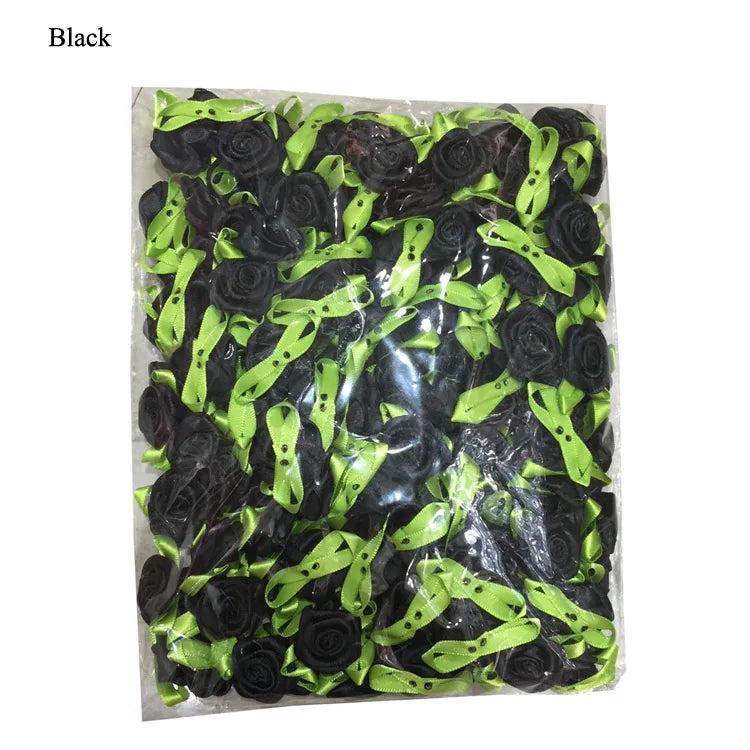 100pcs Mini Rose Flower Bow Wedding Craft Sewing DIY Accessories