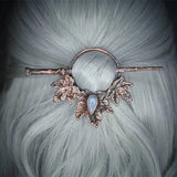 Vintage Moonstone Hair Sticks Gothic Skull Hair Chopsticks Retro Maple Hairpins