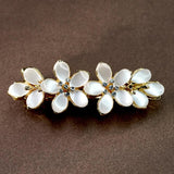 Cat's Eye Zircon Spring Hair Clip Pearl Bowknot