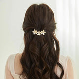 Cat's Eye Zircon Spring Hair Clip Pearl Bowknot