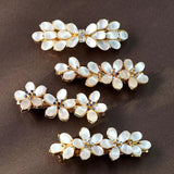 Cat's Eye Zircon Spring Hair Clip Pearl Bowknot