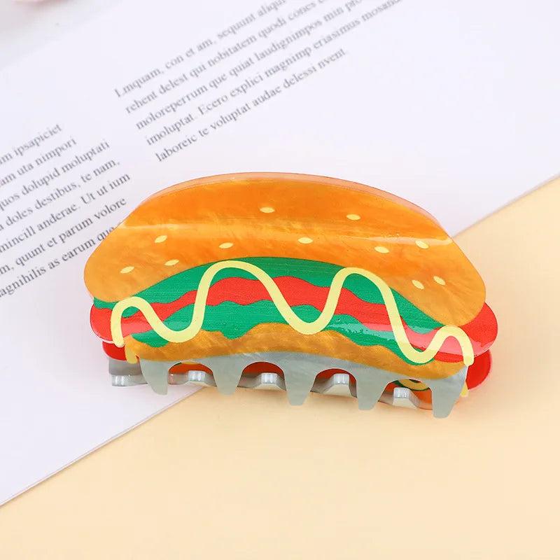 Fruit Hair Claw Clip Double-Sided Cartoon Print Acrylic Hair Clips Girls Gift