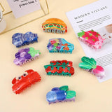 Fruit Hair Claw Clip Double-Sided Cartoon Print Acrylic Hair Clips Girls Gift
