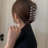 Silver Geometric Hair Claw Vintage Hairpin Accessory