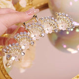 Large Flower Rhinestone Hair Claw Girls Ponytail Clip Retro Metal Shark Clips